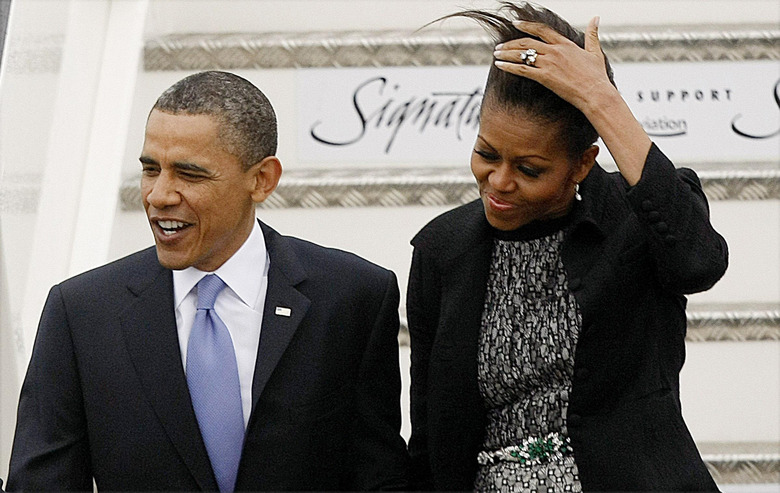 US President Barrack Obama and his wife Michelle land at Dublin Airport on Air Force One at the start of his visit to Ireland.   (Photo by Julien Behal/PA Images via Getty Images)