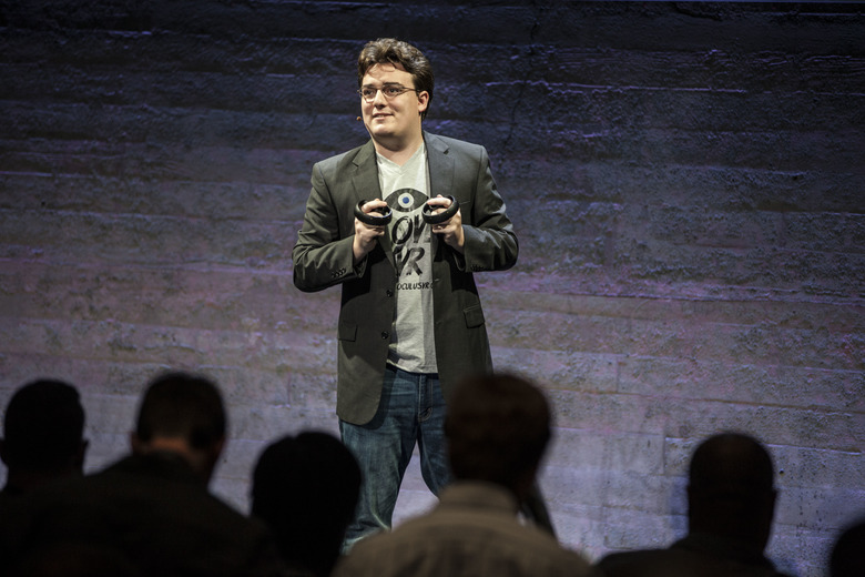 Oculus co-founder Palmer Lucky demonstrates Oculus Touch in 2015.