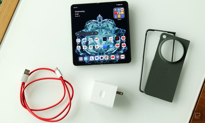 Along with a cable and OnePlus' proprietary charging brick, the Open also comes with an included case which is a nice bit of added value.