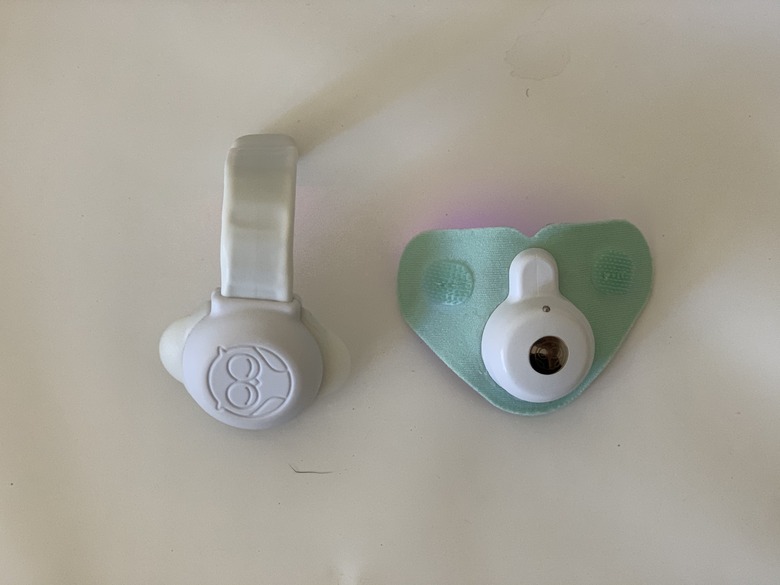 The sensors included with the Owlet Smart Sock 2 (left) and 3 (right).