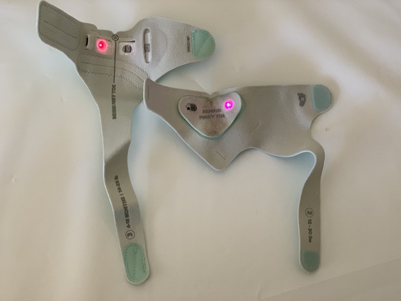 The interiors of the socks: versions two (left) and three (right).