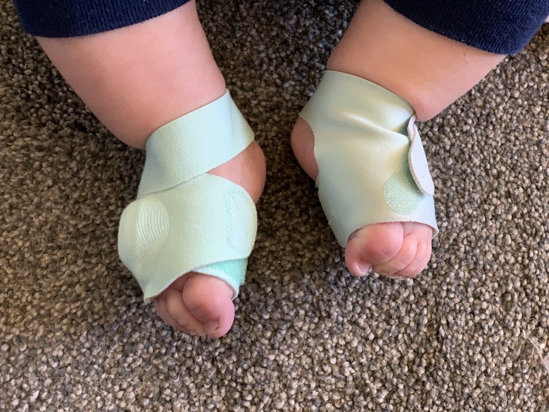 Our baby tester is wearing the Owlet Smart Sock 2 on their right foot and the Smart Sock 3 on the left.