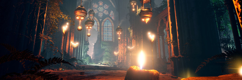 'Cathederal' virtual set for 'Percival' designed by Jack Eaves, Frederic Fitzpatrick, Elliot Staker.