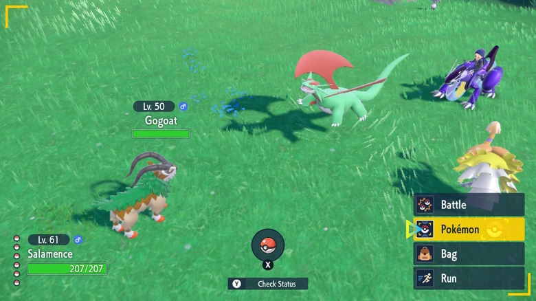 After nine generations, I finally caught my first shiny during a normal playthrough. Note: The Salamence line is only available in Violet. Scarlet gets the Tyranitar line instead.
