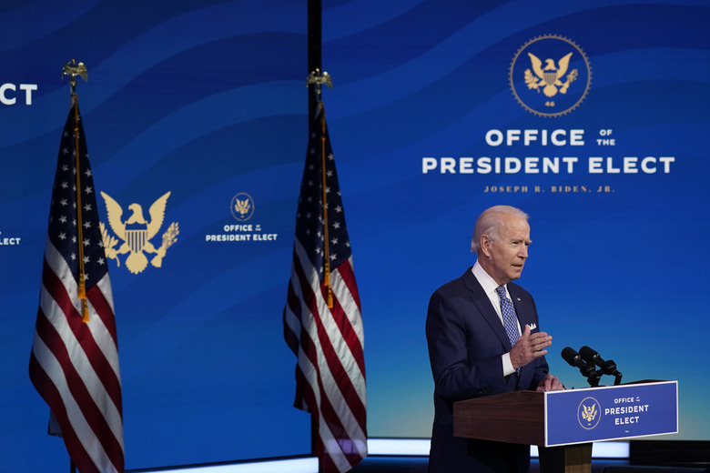 President-elect Joe Biden speaks at The Queen Theater in Wilmington, Del., Tuesday, Dec 22, 2020. (AP Photo/Carolyn Kaster)