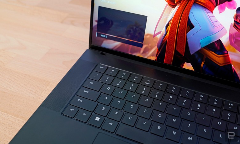 Razer Blade 16 overhead view of the keyboard