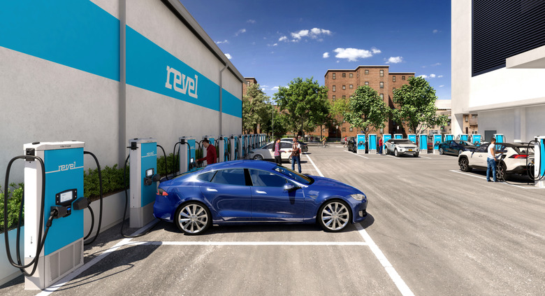 A render of Revel's fast-charging superhub
