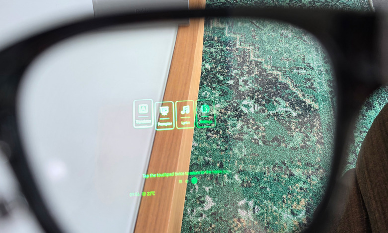 Rokid's heads-up UI looks much sharper in person. Taking pictures of smartglass displays is hard. 