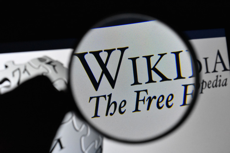 ANKARA, TURKEY - JANUARY 15: (BILD ZEITUNG OUT) In this photo illustration, The logo of Wikipedia is seen on the screen of a laptop with a magnifying glass on January 15, 2021 in Ankara, Turkey. (Photo by Altan Gocher/DeFodi Images via Getty Images)