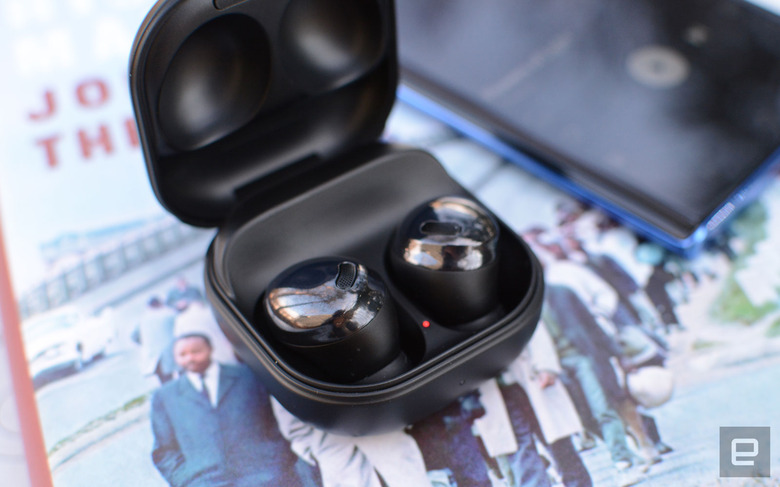 The Galaxy Buds Pro are Samsung's most complete set of true wireless earbuds yet. Unfortunately, they're also the most expensive. The sound quality is the best of any Galaxy Buds device thus far and truly effective ANC works well. Features like hands-free Bixby, automatically switching to ambient sound when you speak and wireless charging round out a compelling package.