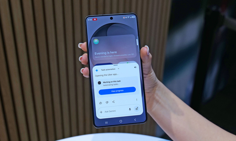 One of the S26's most powerful new AI features is Automated App Actions, which allows the phone to do things like book a car ride via Uber while you continue to use other apps in the foreground.