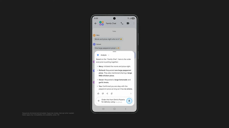 Gemini will be able to order takeout for your family.