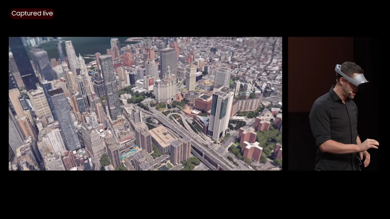 The Immersive View feature of Google Maps lets Galaxy XR users zoom across cityscapes.