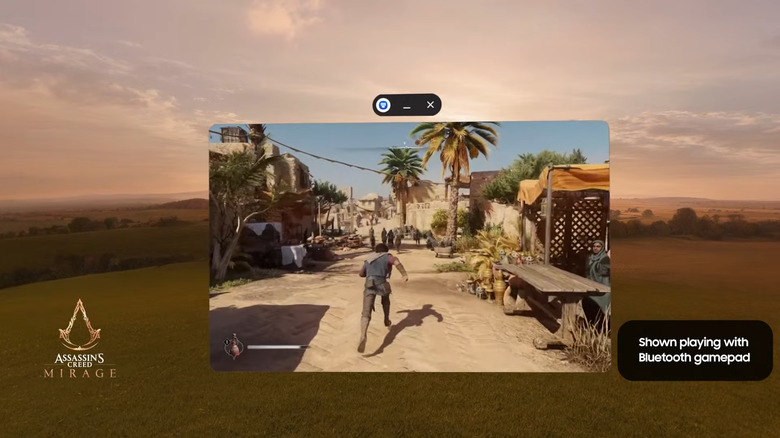 Using the Galaxy XR as a PC monitor, you can stream in a game -- such as this 