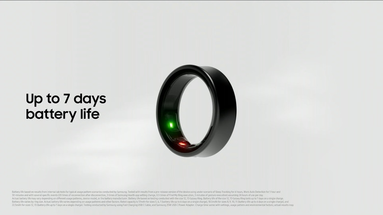 Samsung's Galaxy Ring has up to 7 days of battery life.