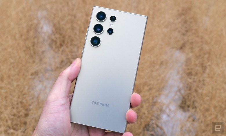 The back of a titanium Galaxy S24 Ultra.