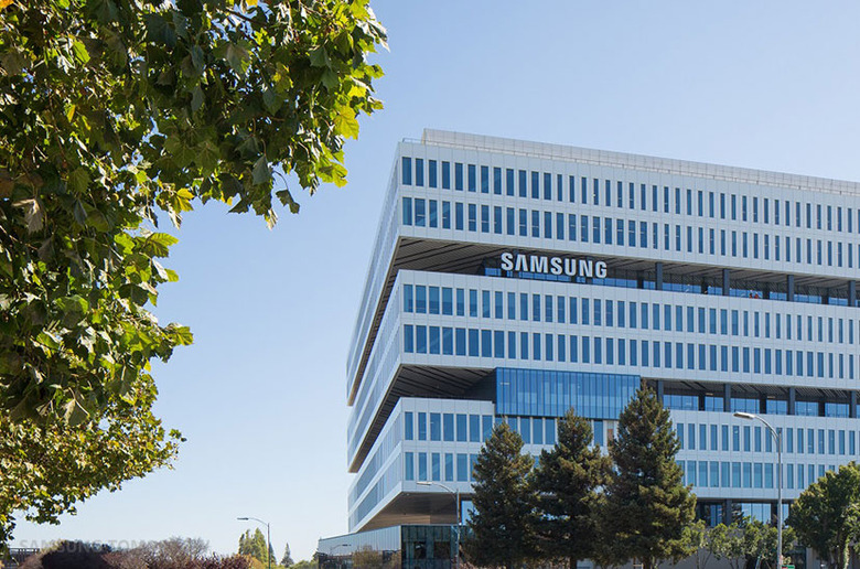 A building with the Samsung logo.