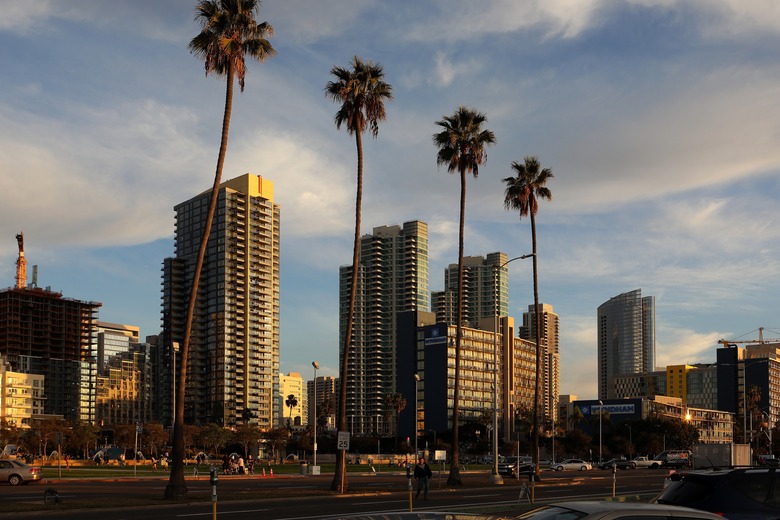SAN DIEGO - JANUARY 14:  A partial view of the San Diego skyline, as photographed along Pacific Highway in San Diego, California on January 14, 2018.  (Photo By Raymond Boyd/Getty Images)
  