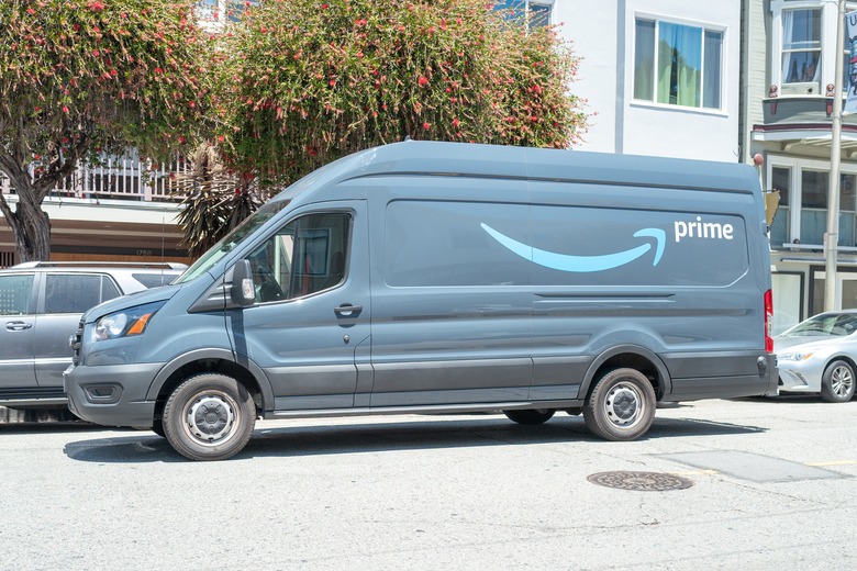 Amazon Prime delivery truck in Cow Hollow, San Francisco, California, June 14, 2021. (Photo by Smith Collection/Gado/Getty Images)