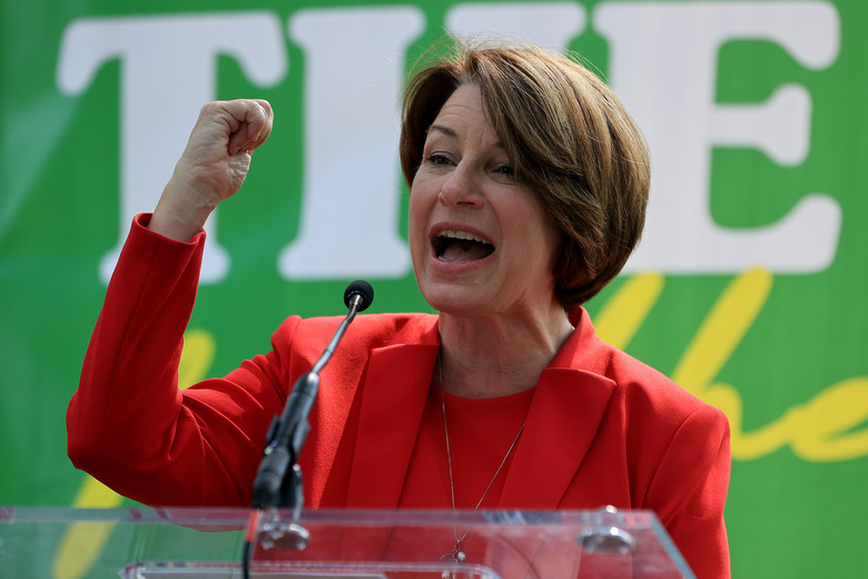 WASHINGTON, DC - SEPTEMBER 14: Sen. Amy Klobuchar (D-MN) addresses a 'Let's Finish the Job for the People' rally near the U.S. Capitol on September 14, 2021 in Washington, DC. Politicians and activists called on the U.S. Senate to fulfill their commitment to taking up voting rights and pass the For the People Act. (Photo by Chip Somodevilla/Getty Images)