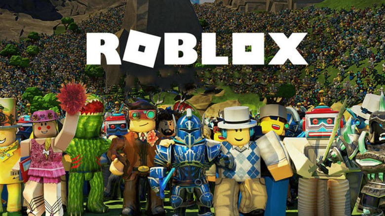 Roblox screen with a bunch of characters.