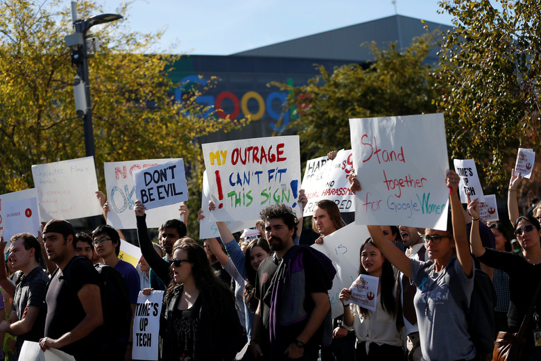 Google employees stage a