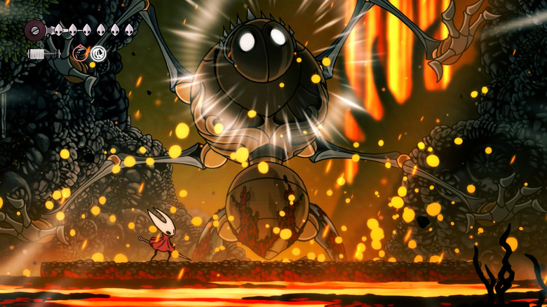 Screenshot of Silksong boss fight