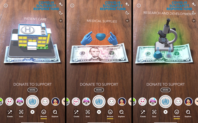 Snapchat COVID-19 Donation Lens