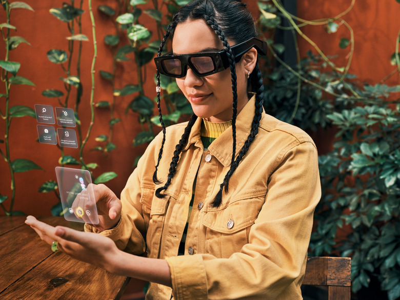 The interface for Snapchat's AI assistant, MyAI, on Spectacles.