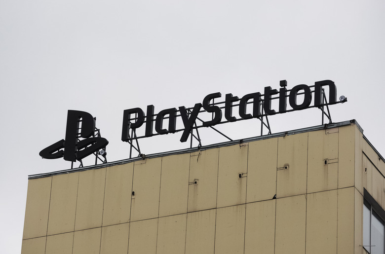 PlayStation logo of a video game brand is seen on a building in Kyiv, Ukraine on 29 January 2022. (Photo by STR/NurPhoto via Getty Images)