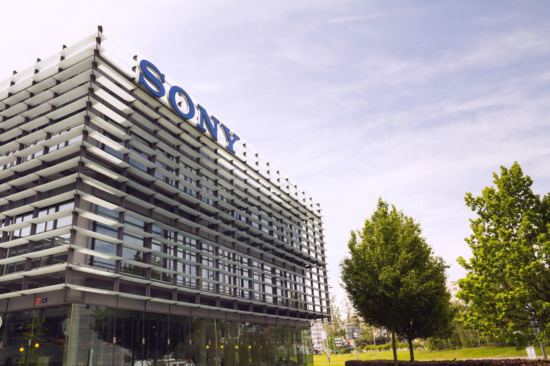 Prague, Czech republic - May 22, 2017: Sony company logo on headquarters building on May 17, 2017 in Prague, Czech republic. Sony chief executive outlines long-term profit strategy after closing in on its highest profit in two decades.