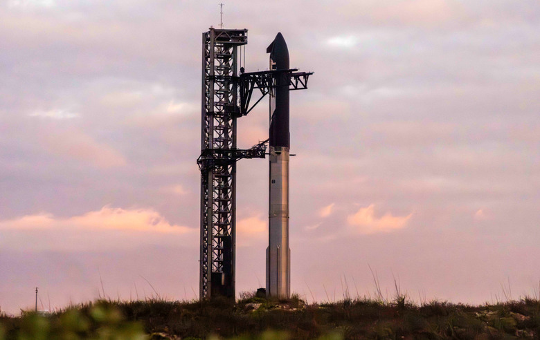 A rocket on its launch pad.