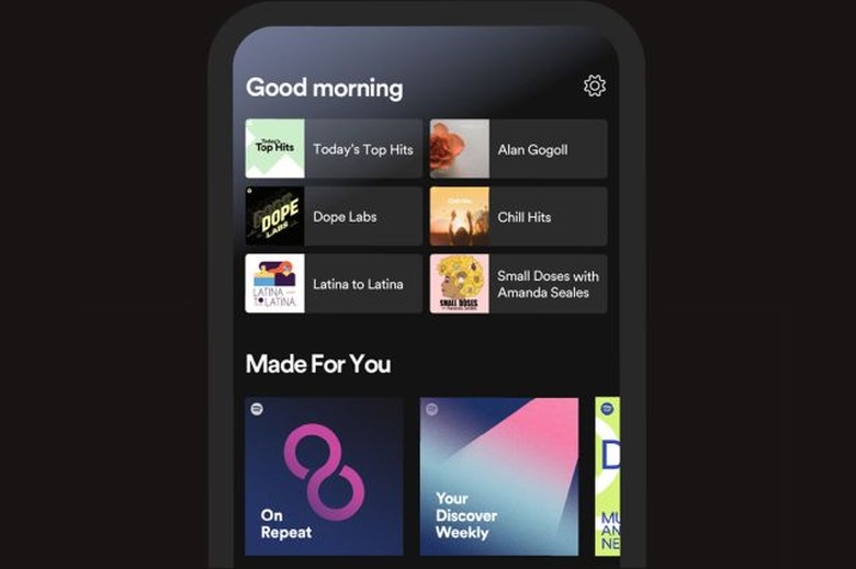 A screenshot of Spotify's redesigned mobile app