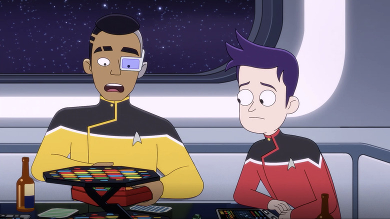 Rutherford and Boimler playing 