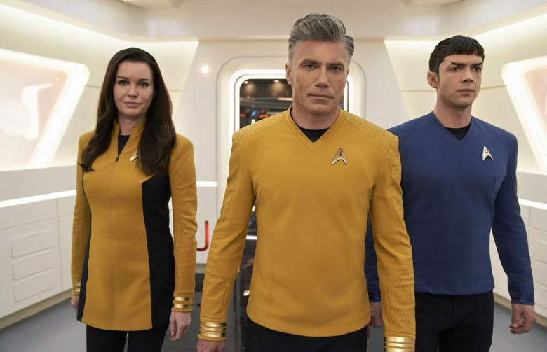 Image of Anson Mount, Rebecca Romjin and Ethan Peck in Star Trek: Strange New Worlds, on Paramount+