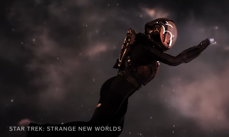 A person floating in space.
