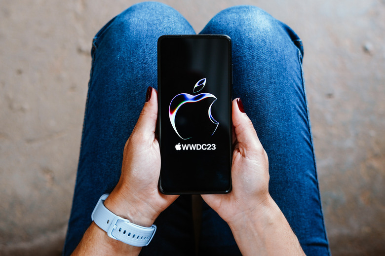 BRAZIL - 2023/05/31: In this photo illustration, the 2023 Apple Worldwide Developers Conference (WWDC 23) logo is displayed on a smartphone screen. (Photo Illustration by Rafael Henrique/SOPA Images/LightRocket via Getty Images)