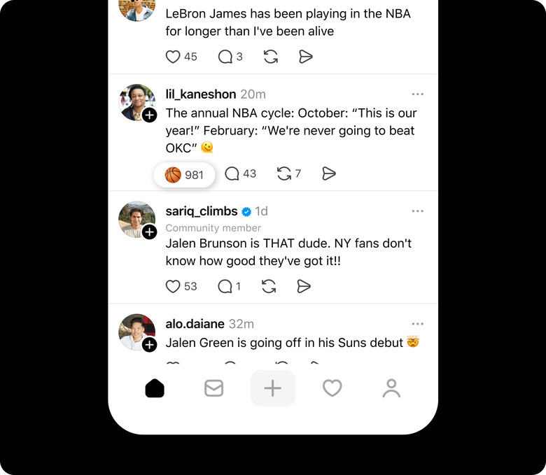 Threads communities have custom emoji for likes.