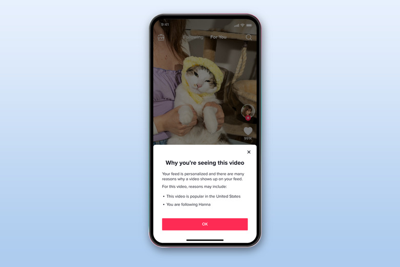 TikTok will explain recommendations on its For You page,