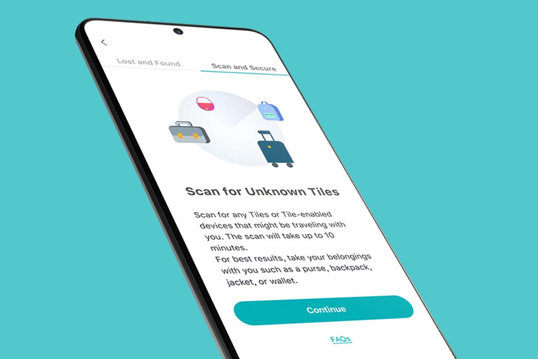 Tile 'Scan and Secure' anti-stalking tag detection