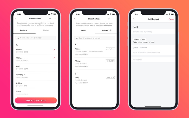 Tinder Block Contacts