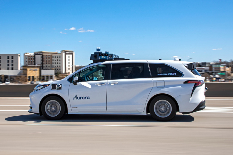 Toyota Sienna robotaxi from Aurora testing in Dallas, Texas