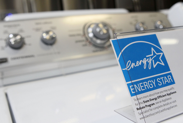 MARIN CITY, CA - MARCH 26:  An Energy Star label is displayed on a brand new washing machine at a Best Buy store March 26, 2010 in Marin City, California. Government investigators from the General Accountability Office has concluded that the Environmental Protection Agency and the Energy Department run Energy Star program is susceptible to fraud and abuse. Investigators attempted to get Energy Star certification for 20 fake products, including a gasoline powered alarm clock, which was approved along with 14 other phony appliances.  (Photo by Justin Sullivan/Getty Images)