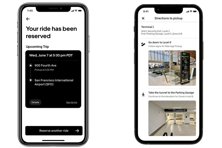 Uber airport reservation and walking directions