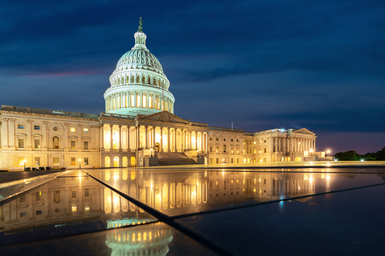 United States Capitol, Government in Washington, D.C., United States of America. Illuminated at night
