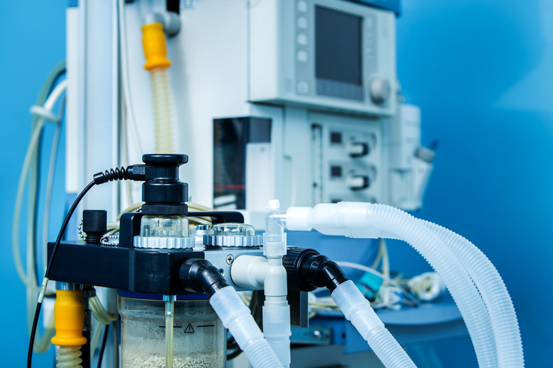 ICU anaesthesia ventilator workstation in the emergency room in stand by mode.
