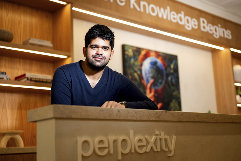 Perplexity co-founder and CEO Aravind Srinivas stands for a portrait at his company's San Francisco headquarters on Monday, July 29, 2024. (AP Photo/Noah Berger)