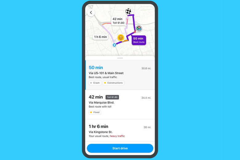 Waze pre-drive info screen