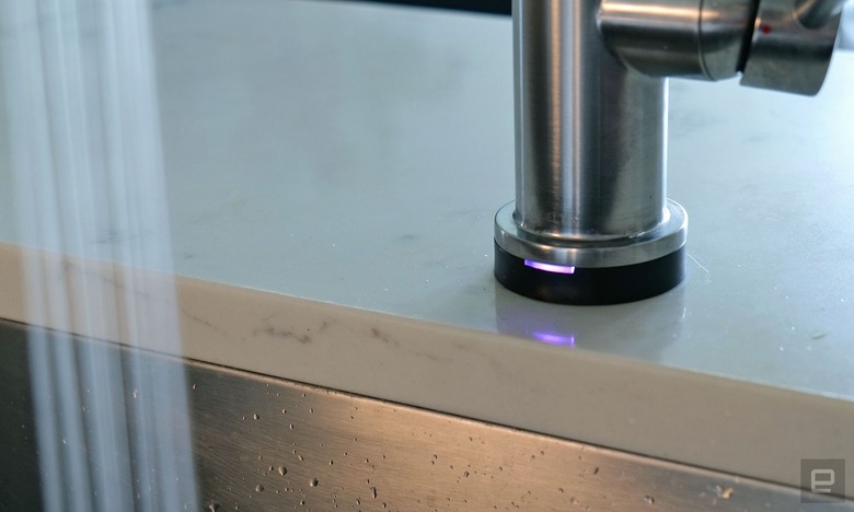 Another handy feature on Delta's Touch20 faucets is a built-in temperature sensor that makes it easy to tell if the water is hot or cold, which can be really helpful around small children.