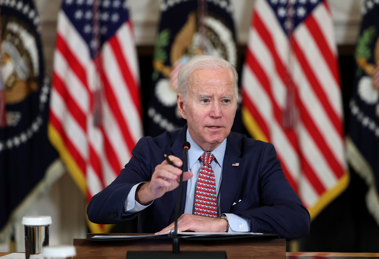 WASHINGTON, DC - APRIL 04: U.S. President Joe Biden holds a meeting with his science and technology advisors at the White House on April 04, 2023 in Washington, DC. Biden met with the group to discuss the advancement of American science, technology, and innovation, including artificial intelligence. (Photo by Kevin Dietsch/Getty Images)